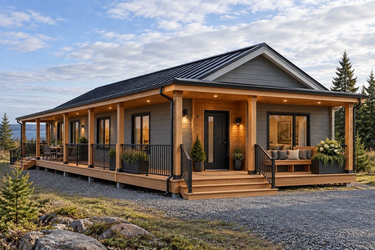 Concept family home with a wraparound gathering porch